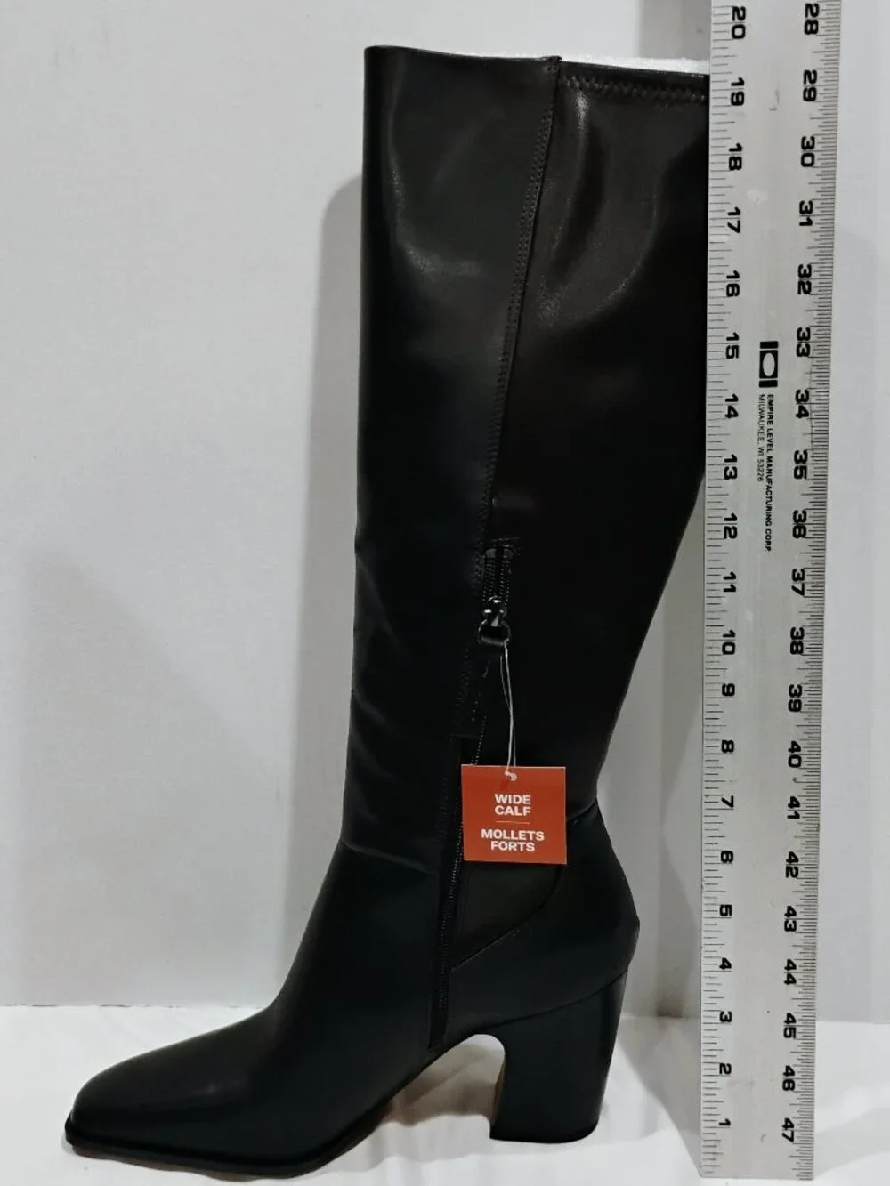 Franco Sarto Womens Jonie Square Toe Zip Tall Brown Leather Boots 10 M Wide Calf